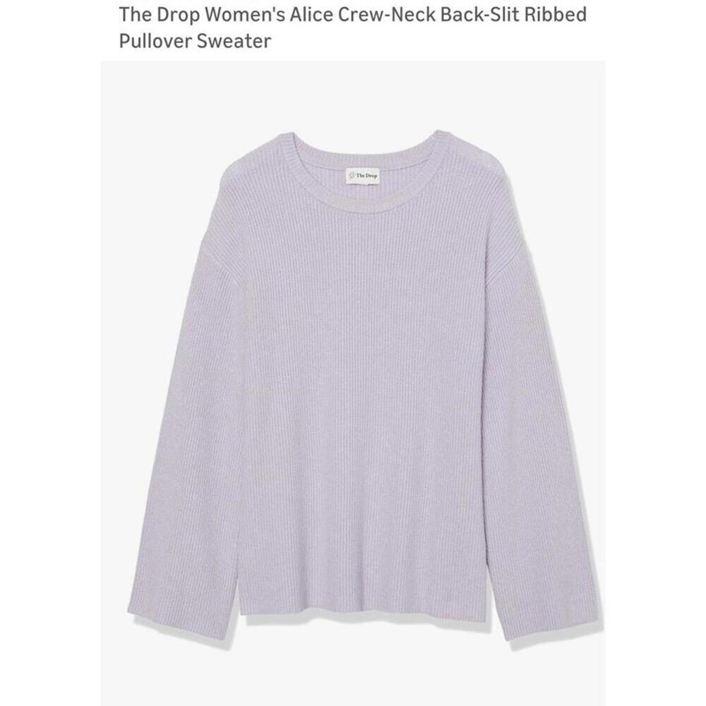 The Drop Women's Alice Crew-Neck Back-Slit Ribbed Pullover Sweater  Small